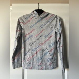 Champion Kids Gray Hoodie with Red and Blue Logo